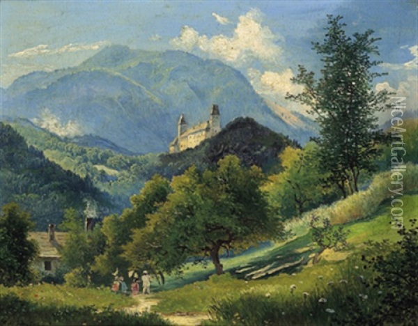 Blick Auf Schlos Wartenstein Bei Gloggnitz Oil Painting - Heinrich Carl Schubert