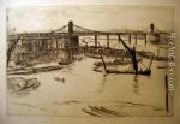 Old Hungerford Bridge Oil Painting - James Abbott McNeill Whistler