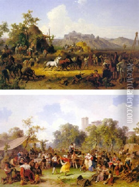 Roman Festivities Oil Painting - Ernst Schweinfurth