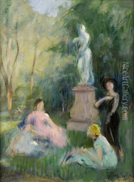 Elegantes Dans Le Parc Oil Painting - Albert Aublet