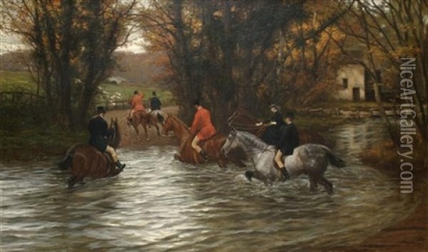 Crossing The River Oil Painting - Philip Richard Morris