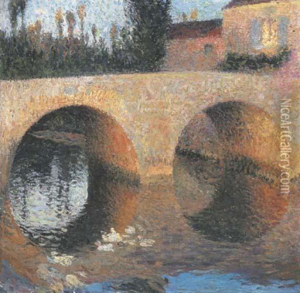 Le Pont De Labastide Du Vert, Vue De L'ouest Oil Painting - Henri Martin