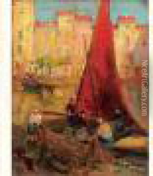 Gondoliers A Venise Oil Painting - Georges Lapchine