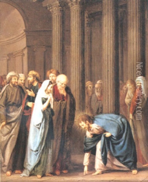 Kristus Och Aktenskaps-bryterskan Oil Painting - Pehr Hillestroem