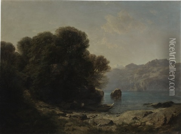 Lac De Thoune Oil Painting - Alexandre Calame