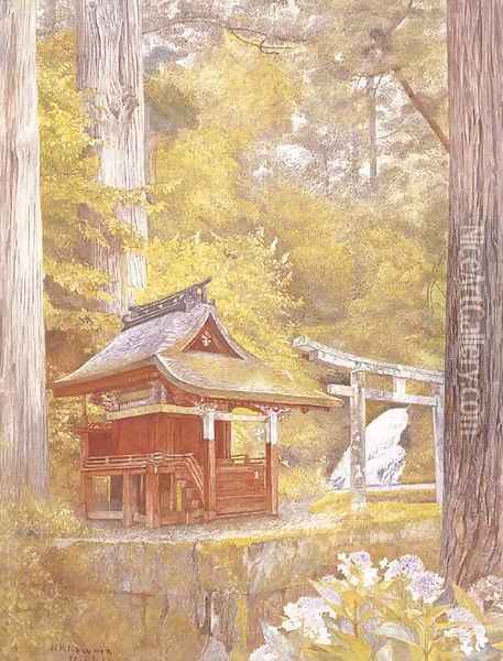 Pagoda in the Woods, Nikko, Japan Oil Painting - Henry Roderick Newman