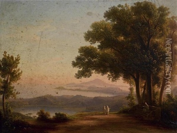 Landschaft Bei Neapel Mit Dem Vesuv Im Hintergrund Oil Painting - Johann-Rudolph Buhlmann