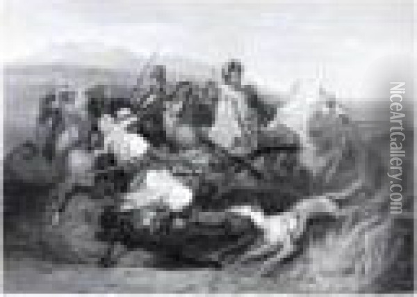 Chasse Aux Sangliers Dans La Plaine De Sahara Oil Painting - Horace Vernet