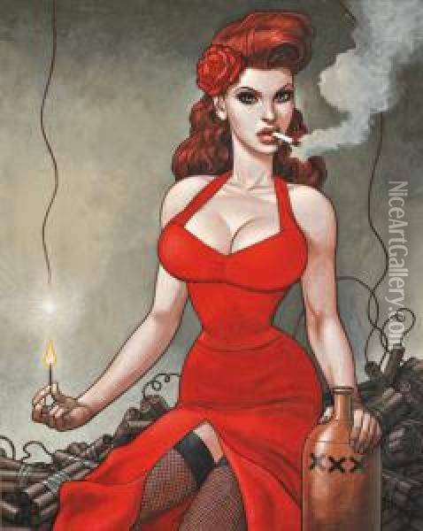 Miss Dynamite Oil Painting - Federico Beltran-Masses