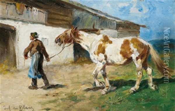 Am Heimweg Oil Painting - Julius von Blaas