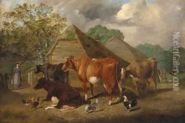 The farmyard Oil Painting - Henry Charles Bryant