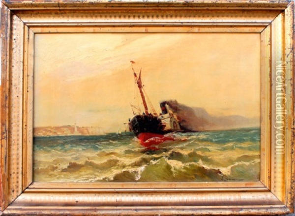 Vapeur En Pleine Mer Oil Painting - Emile Godchaux