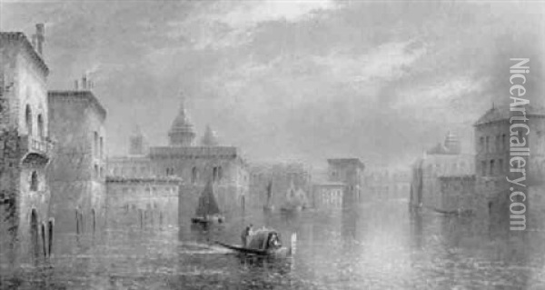 A Venetian Lagoon Oil Painting - James Salt