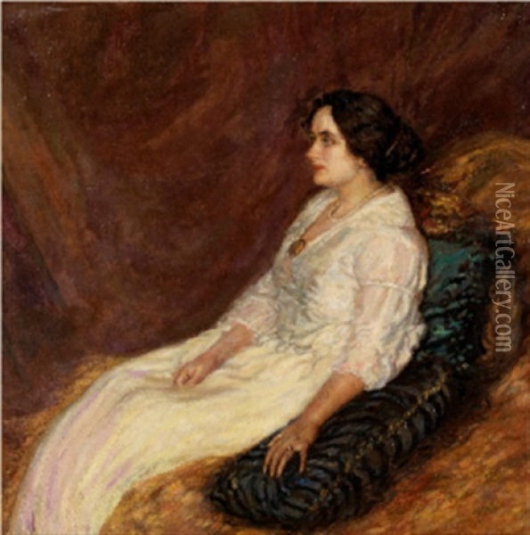 Portrait De Femme Assise De Profil Oil Painting - Henry de Groux