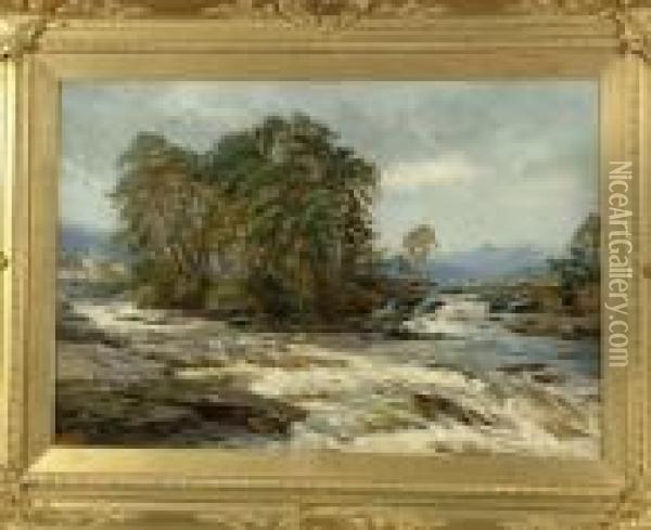 The River Dockhart At Killin Oil Painting - John Surtees