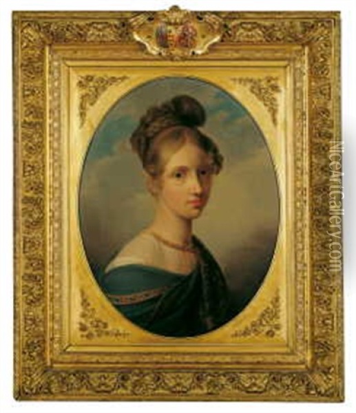 Bildnis Der Prinzessin Marie-clementine Von Bourbon-sizilien, Furstin Von Salerno, Erzherzogin Von Osterrreich Oil Painting - Ary Scheffer