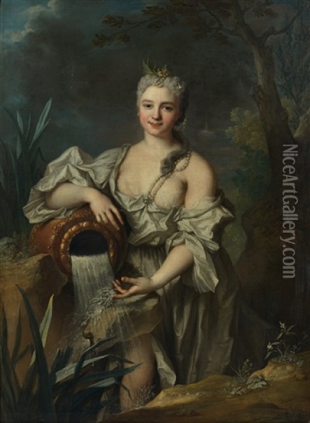Portrait D'une Dame De Qualite En Source Oil Painting - Jean Francois Delyen