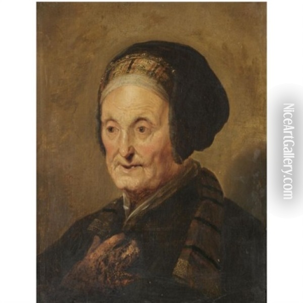 A Tronie Of An Elderly Lady In Oriental Dress Oil Painting - Hendrick Bloemaert