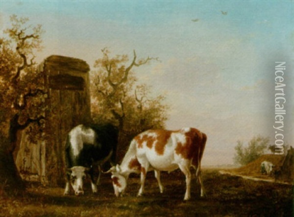 Cows In A Meadow Oil Painting - Jan Kobell the Younger