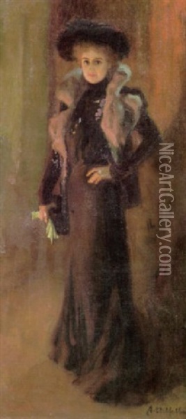 Aino Ackte Oil Painting - Albert Edelfelt