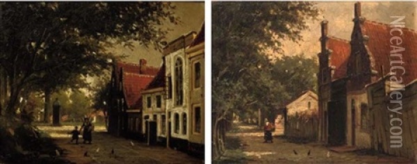 Enkhuizen (+ Alkmaar; Pair) Oil Painting - Johannes Jacobus Mittertreiner