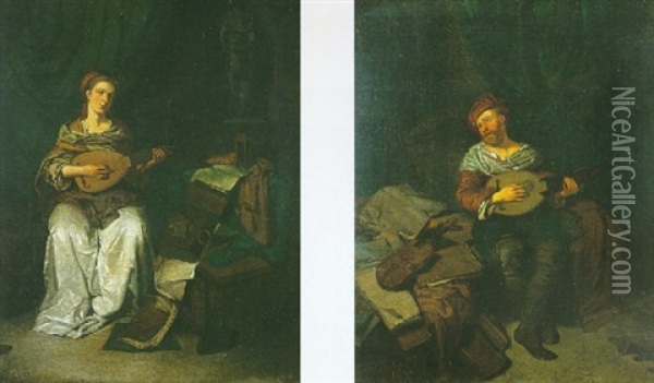 Le Joueur De Mandoline Oil Painting - Cornelis Pietersz Bega