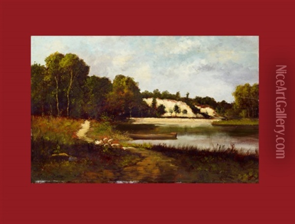 Flusslandschaft Oil Painting - Leon Richet