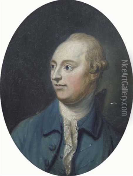 Portrait Of The Right Honourable John Beresford, Head And Shoulders, In A Blue Jacket And White Cravat Oil Painting - Thomas Hickey