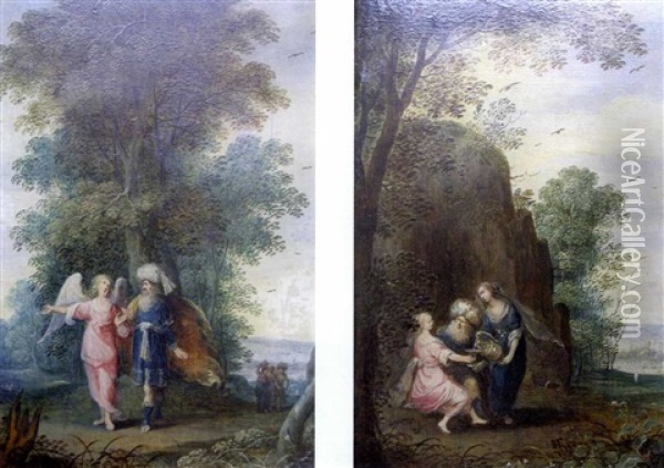 L'ange Conduisant Loth Et Ses Filles Loin De Sodome Et Gomohrre Oil Painting - Frans Francken III