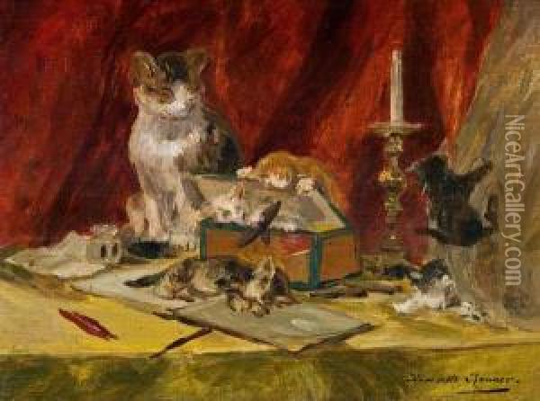 Spielende Katzchen Oil Painting - Henriette Ronner-Knip