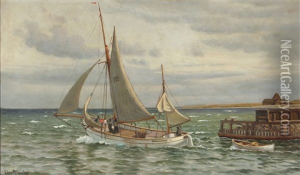 A Fishing Boat Is Setting Sail Oil Painting - Christian Blache
