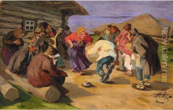 The Peasant Dance Oil Painting - Alekseij Fedorovitch Afanasev