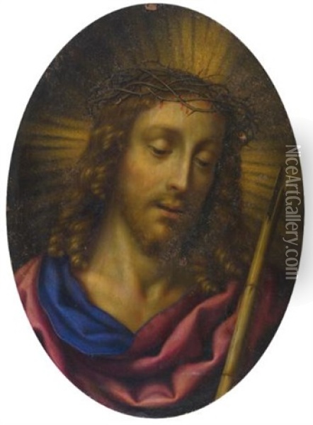 Ecce Homo (after Carlo Dolci) Oil Painting - Bartolommeo Mancini