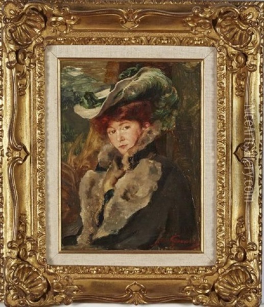 Portrait De Femme Oil Painting - Jean Leon Henri Gouweloos