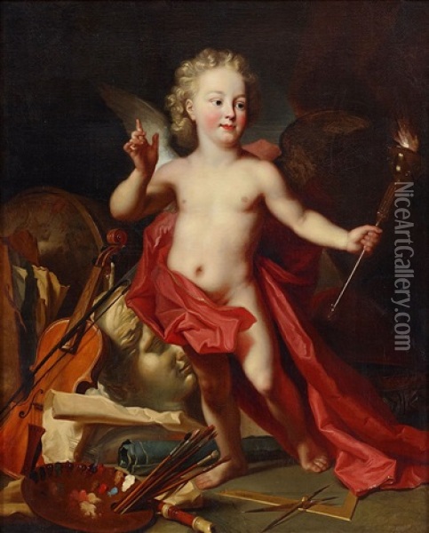 Allegory Of The Arts Oil Painting - Nicolas de Largilliere