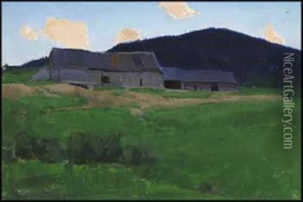 Granges De Range, St. Antoine, Baie St. Paul Oil Painting - Clarence Alphonse Gagnon