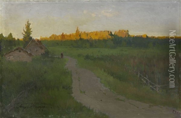 Landscape With A Road Oil Painting - Andrei Nikolaevich Shilder