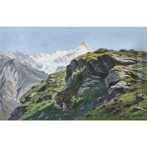 Sommerliche Felslandschaft Mit Bietschhorn Oil Painting - Louis Daniel Edouard Gaulis