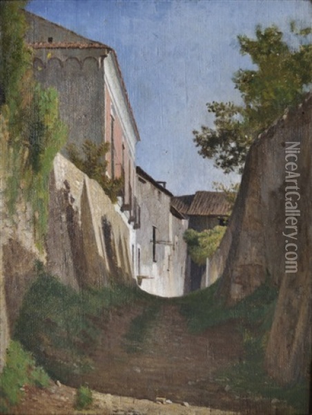 Effetto Di Luce In Una Strada Di Paese In Salita, 1861 Circa Oil Painting - Filippo Palizzi
