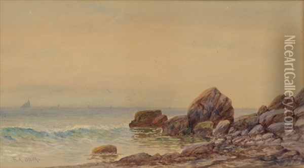 View Of A Rocky Coastline Oil Painting - Francis Augustus Silva