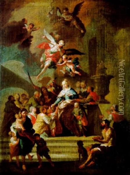 Die Heilige Elisabeth Von Portugal Oil Painting - Daniel Gran