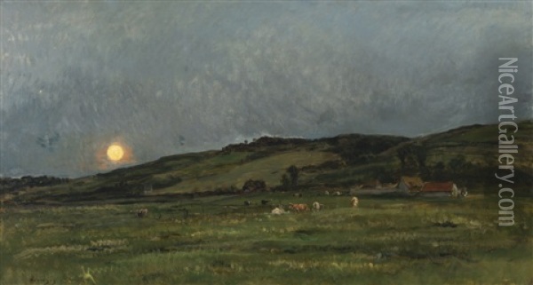 Landscape With Cows Oil Painting - Charles Francois Daubigny