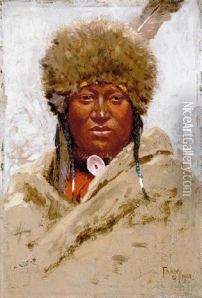 Indian Head, 1908 Oil Painting - Henry F. Farny