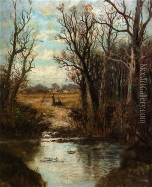 Landscape In Albury Park, Surrey Oil Painting - Abraham Hulk the Younger