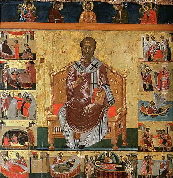 St. Nicolas and scenes of his life Oil Painting - Anonymous Artist