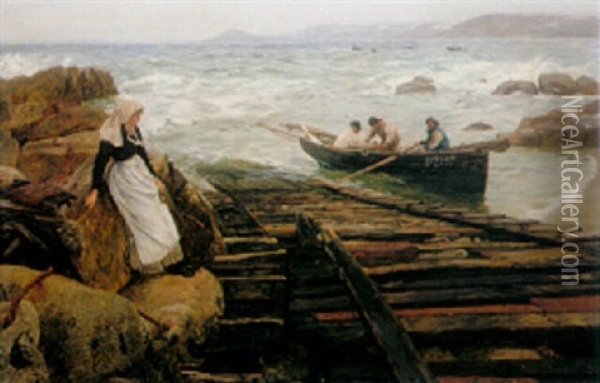 Sennen Cove, Cornwall Oil Painting - Charles Napier Hemy