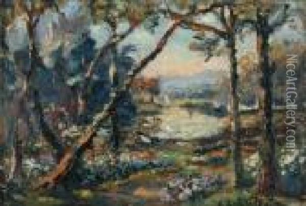 Lac A L'oree D'un Bois Oil Painting - Emmanuel De La Villeon