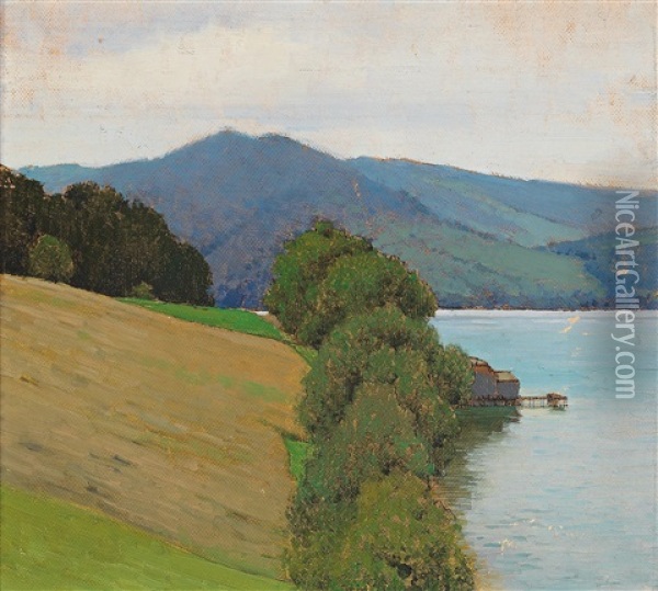 Am Attersee - At Lake Attersee Oil Painting - Ferdinand Brunner
