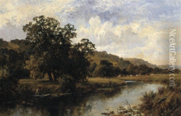 Near Streatley On The Thames Oil Painting - Walter Wallor Caffyn