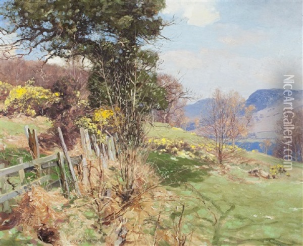 Whins In Bloom Oil Painting - George Houston